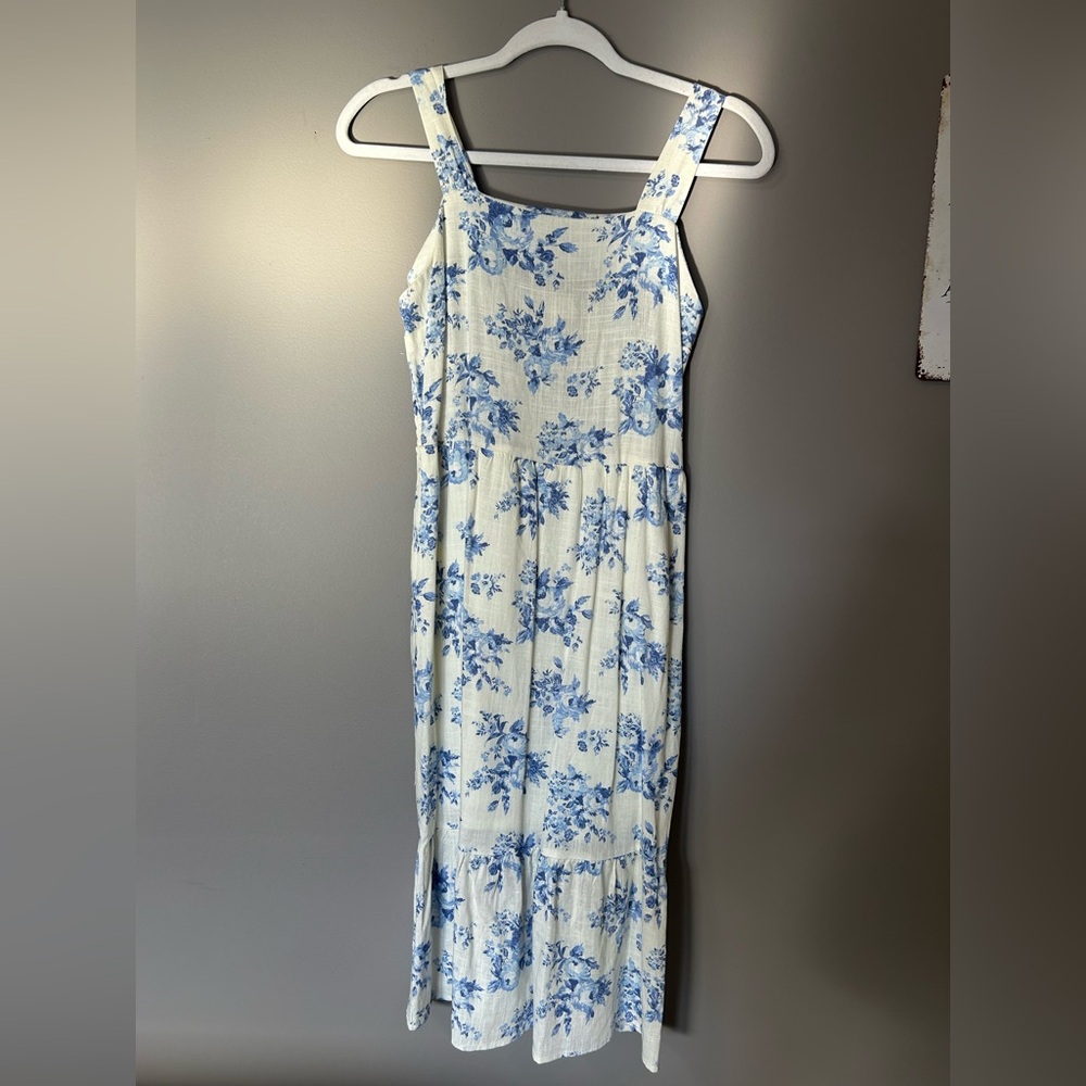 Blue Floral Thick Strap Dress